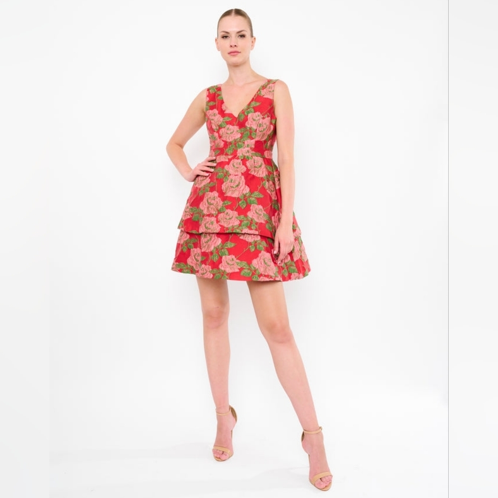 Brand New Flora Bea NYC Red Rose Terina Dress Floral Sleeveless Size Small